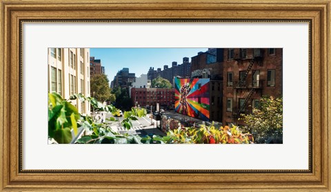 Framed Buildings around a street from the High Line in Chelsea, New York City, New York State, USA Print