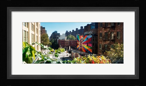 Framed Buildings around a street from the High Line in Chelsea, New York City, New York State, USA Print