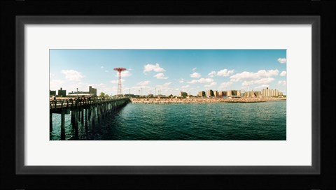 Framed People on the beach, Coney Island, Brooklyn, Manhattan, New York City, New York State, USA Print