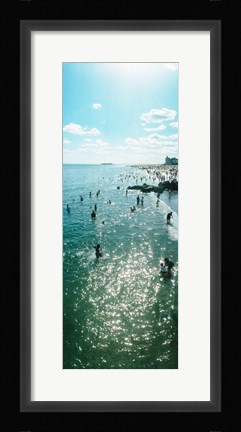 Framed Tourists enjoying on the beach at Coney Island, Brooklyn, New York City, New York State, USA Print