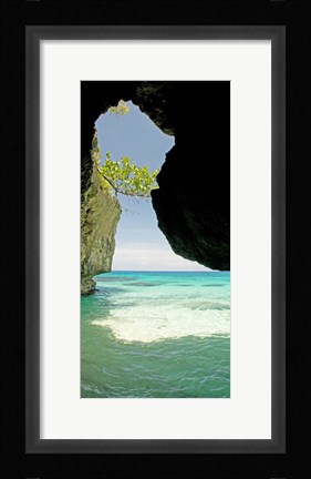 Framed Cliffside cave at Xtabi Hotel, Negril, Westmoreland, Jamaica Print