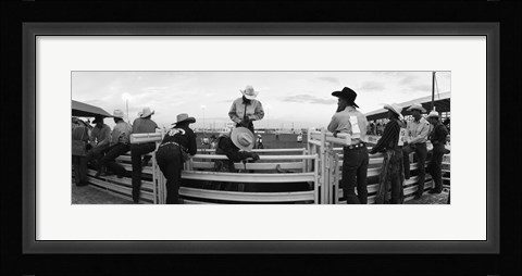 Framed Cowboys at rodeo, Pecos, Texas, USA Print