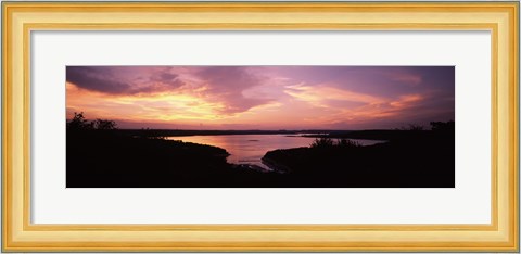 Framed Lake Travis at dusk - Pink Sky, Austin, Texas Print