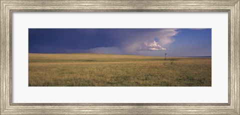 Framed Lone windmill in a field, New Mexico, USA Print