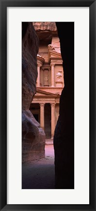 Framed Treasury through the rocks, Petra, Wadi Musa, Jordan Print