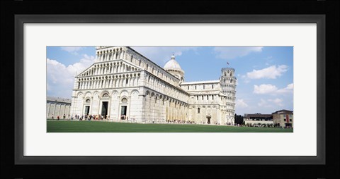 Framed Tower with a cathedral, Leaning Tower Of Pisa, Pisa Cathedral, Piazza Dei Miracoli, Pisa, Tuscany, Italy Print