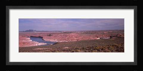 Framed Dam on a lake, Glen Canyon Dam, Lake Powell, Utah/Arizona, USA Print