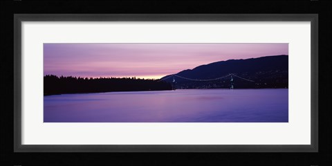 Framed Lions Gate Bridge at dusk, Vancouver, British Columbia, Canada Print