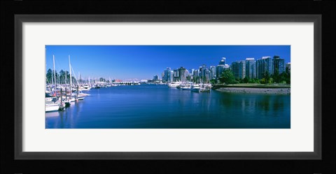 Framed Boats at a marina, Vancouver, British Columbia, Canada Print