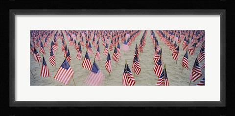 Framed 9/11 tribute flags, Pepperdine University, Malibu, California, USA Print