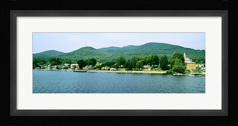 Framed Lake George shore line, New York State, USA Print