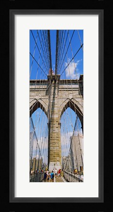 Framed People at a suspension bridge, Brooklyn Bridge, New York City, New York State, USA Print