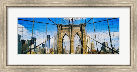 Framed Brooklyn Bridge with Freedom Tower, New York City, New York State Print
