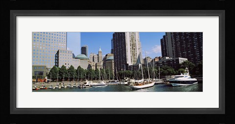 Framed Boats at North Cove Yacht Harbor, New York City (horizontal) Print