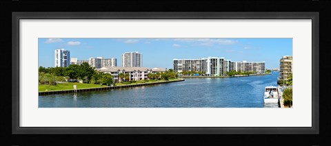 Framed Buildings on Intracoastal Waterway, Hollywood Beach, Hollywood, Florida Print