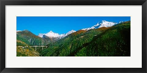 Framed Bridge at Simplon Pass road in autumn, Valais Canton, Switzerland Print