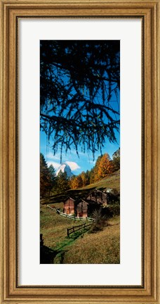Framed Huts with the Mt Matterhorn in background in autumn morning light, Valais Canton, Switzerland Print