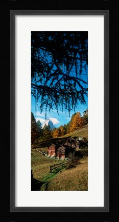 Framed Huts with the Mt Matterhorn in background in autumn morning light, Valais Canton, Switzerland Print