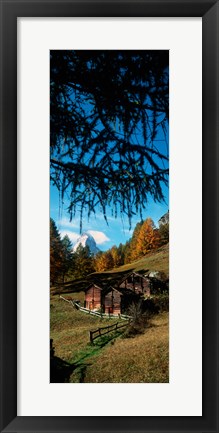 Framed Huts with the Mt Matterhorn in background in autumn morning light, Valais Canton, Switzerland Print