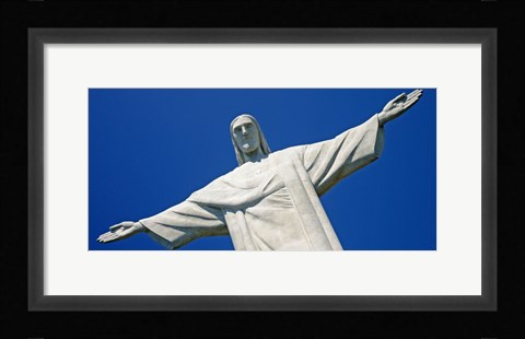 Framed Low angle view of the Christ The Redeemer, Corcovado, Rio De Janeiro, Brazil Print
