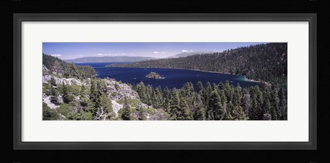 Framed High angle view of a lake with mountains in the background, Lake Tahoe, California, USA Print