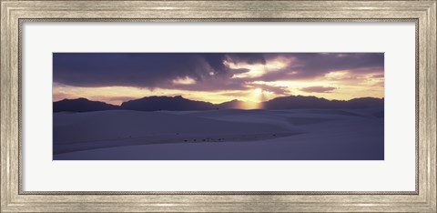 Framed Sand dunes in a desert at dusk, White Sands National Monument, New Mexico, USA Print