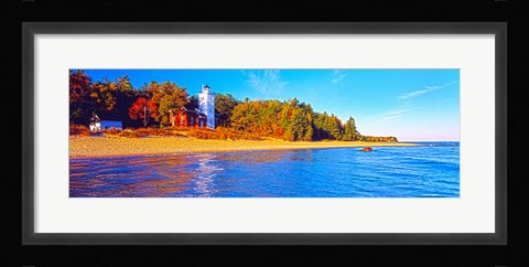 Framed Forty Mile Point Lighthouse on the beach, Michigan, USA Print