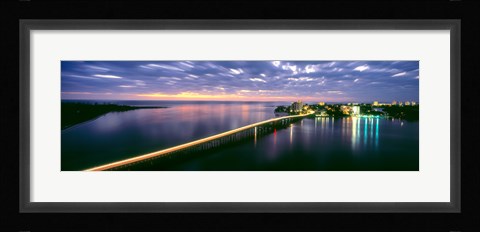 Framed Estero Boulevard at night, Fort Myers Beach, Estero Island, Lee County, Florida, USA Print
