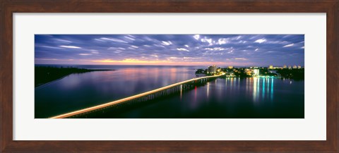 Framed Estero Boulevard at night, Fort Myers Beach, Estero Island, Lee County, Florida, USA Print