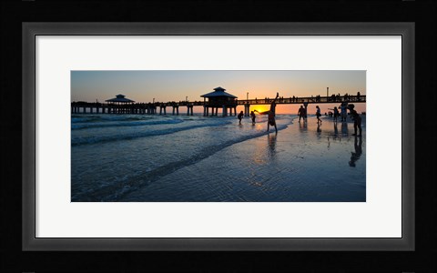 Framed Pier at sunset, Fort Myers Beach, Estero Island, Lee County, Florida, USA Print