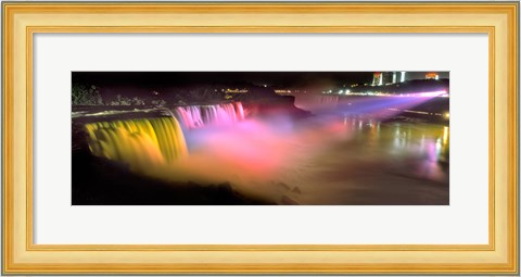 Framed Niagara Falls at night, Niagara River, Niagara County, New York State Print