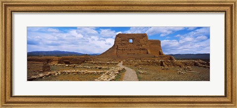Framed Main structure in Pecos Pueblo mission church ruins, Pecos National Historical Park, New Mexico, USA Print