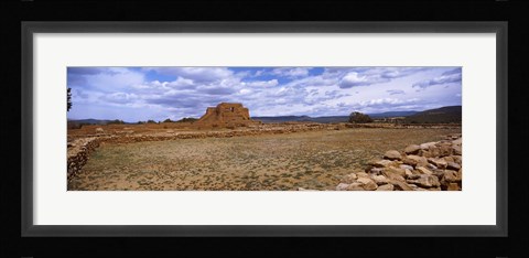 Framed Landscape view of Pecos Pueblo mission church ruins, Pecos National Historical Park, New Mexico, USA Print