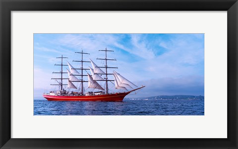Framed Tall ship regatta in the Baie De Douarnenez, Finistere, Brittany, France Print