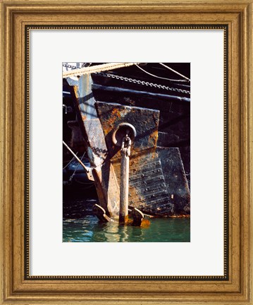 Framed Anchor of a Tall ship in Douarnenez harbor, Finistere, Brittany, France Print