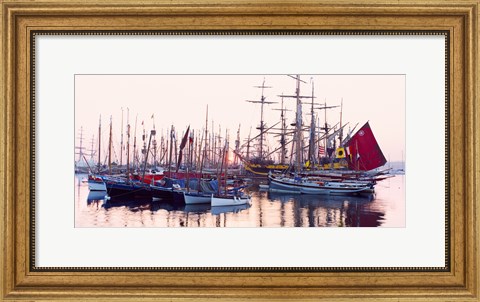 Framed Tall ship in Douarnenez harbor, Finistere, Brittany, France Print