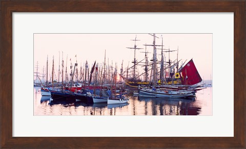 Framed Tall ship in Douarnenez harbor, Finistere, Brittany, France Print