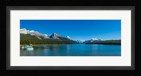Framed Lake with mountains in the background, Maligne Lake, Jasper National Park, Alberta, Canada Print