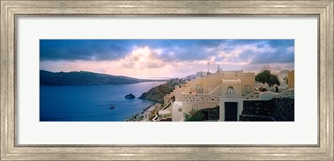 Framed Town at the waterfront, Santorini, Cyclades Islands, Greece Print