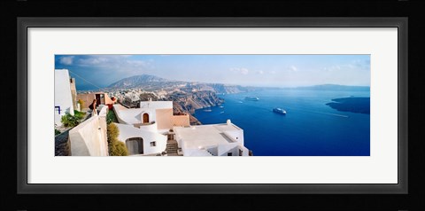 Framed High angle view of a town at coast, Santorini, Cyclades Islands, Greece Print
