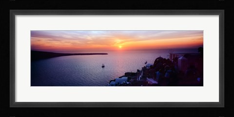 Framed Town at sunset, Santorini, Cyclades Islands, Greece Print