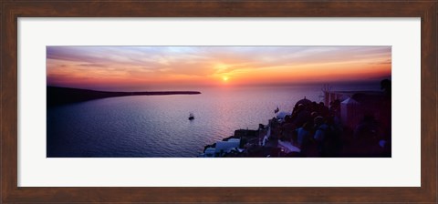 Framed Town at sunset, Santorini, Cyclades Islands, Greece Print