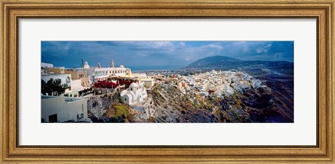 Framed Buildings along rugged hillside, Santorini, Greece Print