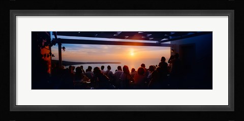 Framed People looking at sunset, Santorini, Cyclades Islands, Greece Print