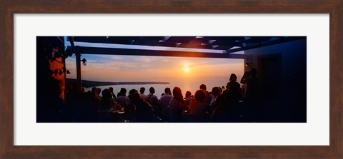 Framed People looking at sunset, Santorini, Cyclades Islands, Greece Print