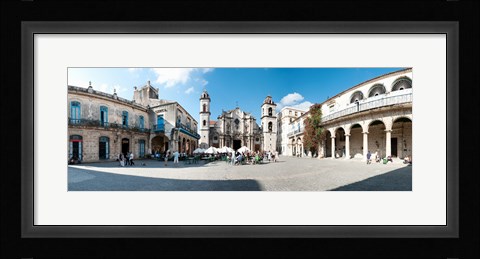 Framed Facade of a cathedral, Plaza De La Catedral, Old Havana, Havana, Cuba Print