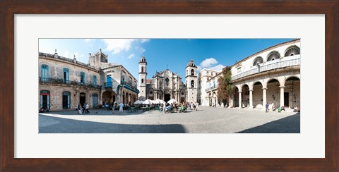 Framed Facade of a cathedral, Plaza De La Catedral, Old Havana, Havana, Cuba Print