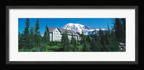 Framed Lodge on a hill, Paradise Lodge, Mt Rainier National Park, Washington State, USA Print