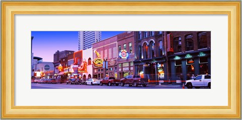 Framed Street scene at dusk, Nashville, Tennessee, USA Print