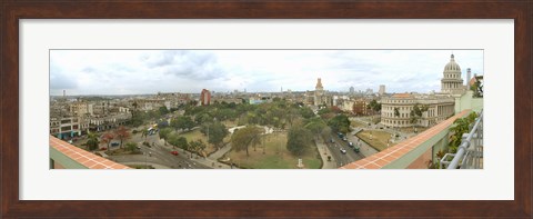 Framed Aerial View of Government buildings in Havana, Cuba Print